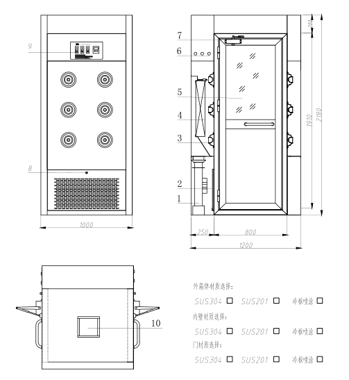 風淋室工作區內尺寸